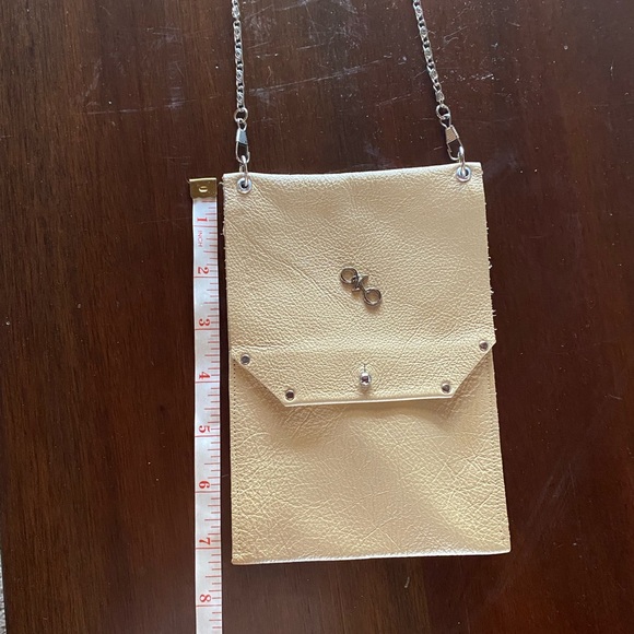 Leather Crossbody Bag with Chain Strap - Picture 4 of 6
